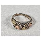 Black Hills Gold Sterling Silver Ring with Leaf Design