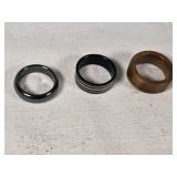 Black Metal and Wood Rings Set including Striped Ring, Plain Black Ring, and Wooden Ring