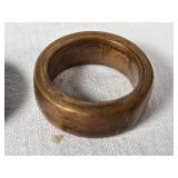 Black Metal and Wood Rings Set including Striped Ring, Plain Black Ring, and Wooden Ring