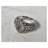 Sterling(?) Silver Horseshoe Ring