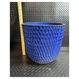 Large Diamond-Patterned Ceramic Planter Pot with Drainage Holes