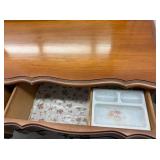 Vintage White Furniture Company Vanity Dresser with Mirror - 6-Drawer Wood Cabinet, Ornate Carved Frame