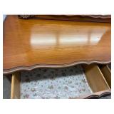 Vintage White Furniture Company Vanity Dresser with Mirror - 6-Drawer Wood Cabinet, Ornate Carved Frame