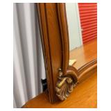 Vintage White Furniture Company Vanity Dresser with Mirror - 6-Drawer Wood Cabinet, Ornate Carved Frame