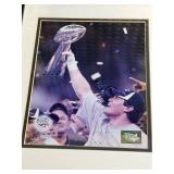 Framed NFL New England Patriots Super Bowl Trophy Celebration Photo Print with Acrylic New England Patriots Bank