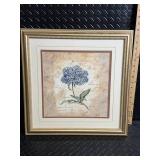 Artwork Framed Botanical Print - Garden Scene with Wicker Chair and Ferns by David Solomon and Hydrangea Framed Print