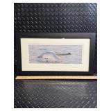 Framed Mute Swan Taking Flight on Water Print - Pencil Signed Studio Gallery Artwork, Sister Bay WI