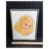 Framed Portrait American Beauty Series of a Young  Blonde Blue Eyed Girl by Frances Hook advertising for Northern Paper Mills