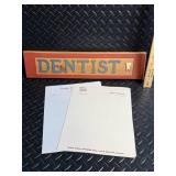 Vintage Dentist Sign on Wood with Tooth Emblem Vintage Ephemra Letterhead Fairleigh Dickinson University School of Dentistry
