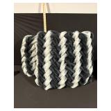 Two Plush Faux Fur Throw Pillows - Striped Two-Tone Pattern