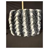 Two Plush Faux Fur Throw Pillows - Striped Two-Tone Pattern