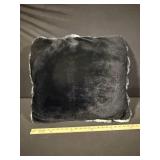 Two Plush Faux Fur Throw Pillows - Striped Two-Tone Pattern