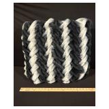 Two Plush Faux Fur Throw Pillows - Striped Two-Tone Pattern