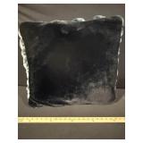Two Plush Faux Fur Throw Pillows - Striped Two-Tone Pattern