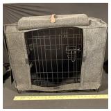 Dog Crate with Fabric Cover and Leather Strap - 24-Inch Wire Cage