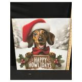 Happy Howlidays Dachshund Christmas Framed Sign and  Boston Red Sox Laser Cut Framed Metal Etching