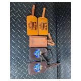 MLB All-Star Game Leather Luggage Tags & Card Wallet Set (2014) - Two Orange Tags and Brown Wallets