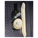 Ceramic Olive Tray and Dish, Crystal Wine Bottle Stopper, Wine Bottle Serving Tray