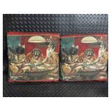 Pair of Vintage Woven Dogs Playing Poker inspired by Cassius Marcellus Dog-Themed Tapestry Throw Pillows