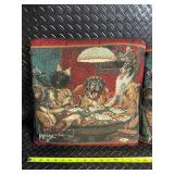 Pair of Vintage Woven Dogs Playing Poker inspired by Cassius Marcellus Dog-Themed Tapestry Throw Pillows