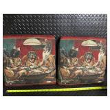Pair of Vintage Woven Dogs Playing Poker inspired by Cassius Marcellus Dog-Themed Tapestry Throw Pillows