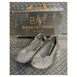 Bernie Mev Catwalk Sandals - Black Silver Woven Textile, Size 37