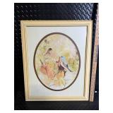 Two Framed Art Prints - A Little Kiss by Margaret Keane and Birds & Wildflowers by Barbara Weldon