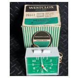 Westclox 20341 Dunmar Drowse Electric Alarm Clock - Antique White Case with Green Dial