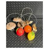 Three Vintage Italian Hand Blown Glass Fruit Light Fixtures Orange, Apple, Lemon - UL Listed