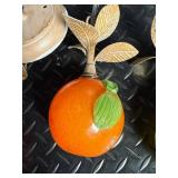 Three Vintage Italian Hand Blown Glass Fruit Light Fixtures Orange, Apple, Lemon - UL Listed