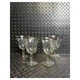 Crystal Goblets - Set of Four Glasses with Platinum Rim