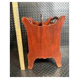 Vintage Butler Mahogany Media Magazine Rack, Carrying Handle Decorative Cutouts
