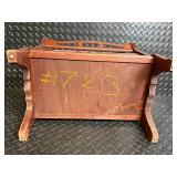 Vintage Butler Mahogany Media Magazine Rack, Carrying Handle Decorative Cutouts