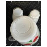 Strawberry Pattern Glass Pitcher with Matching Tumblers