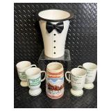 Budweiser 1985 Limited Edition Stein - A Series by CeramArte Brazil Tuxedo Champagne Holder, Irish Coffee Cups
