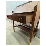 Vintage Oak Secretary Desk with Drop-Front Writing Surface and Pigeonhole Cubby
