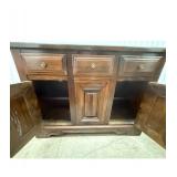 Traditional Wood Sideboard Cabinet with 3 Drawers and 3 Doors