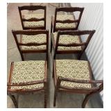 Six Duncan Phyfe Style Mahogany Carved Rose Back Chairs with Upholstered Seats