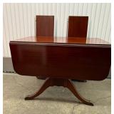 Duncan Phyfe Style Drop Leaf Dining Table with extra leaves and Brass Toe Caps