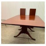 Duncan Phyfe Style Drop Leaf Dining Table with extra leaves and Brass Toe Caps