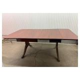 Duncan Phyfe Style Drop Leaf Dining Table with extra leaves and Brass Toe Caps
