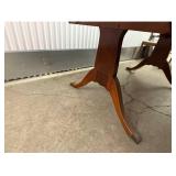 Duncan Phyfe Style Drop Leaf Dining Table with extra leaves and Brass Toe Caps