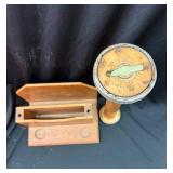 Two-Piece Vintage Wooden Desk Accessory Set: Round-Head Mallet & Antique Wooden Spool