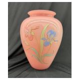 Vintage 80s Art Deco Iris Motif Glass Vase