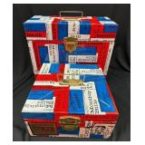 Vintage Port a File Mortgage Bills Themed Keepsake Box With Brass Lock - Two-Tier Trinket Storage