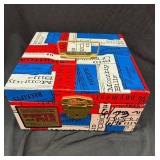 Vintage Port a File Mortgage Bills Themed Keepsake Box With Brass Lock - Two-Tier Trinket Storage