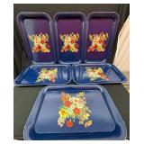 Assorted Blue Floral Tin Storage Boxes - Purple Interiors & Bouquet Motifs