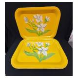 Vintage Yellow Lily Print Tin Storage Boxes (Lot of 4)