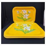 Vintage Yellow Lily Print Tin Storage Boxes (Lot of 4)