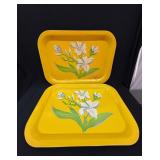 Vintage Yellow Lily Print Tin Storage Boxes (Lot of 4)